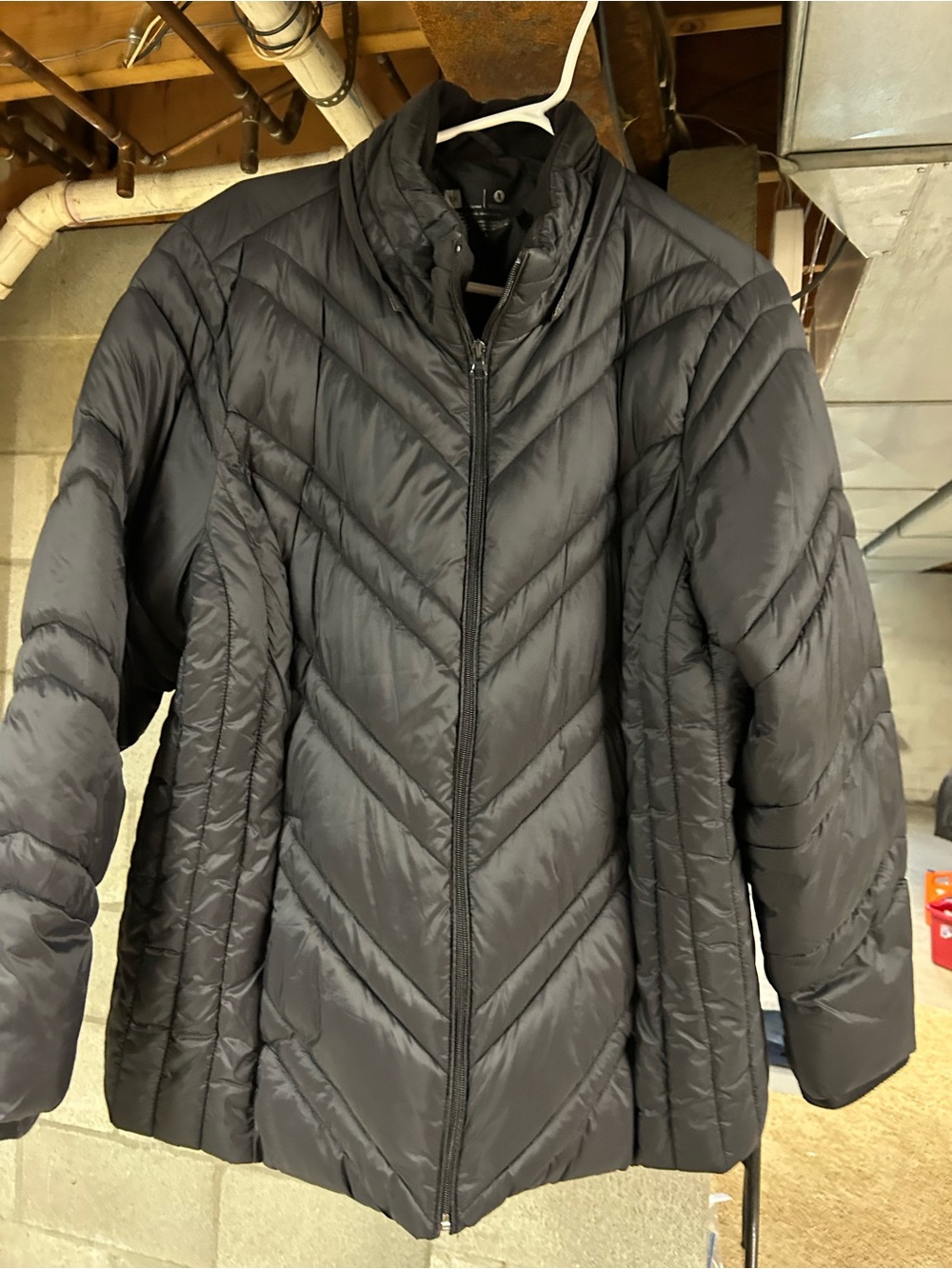 Xersion Black Chevron Quilted Packable Puffer Jacket